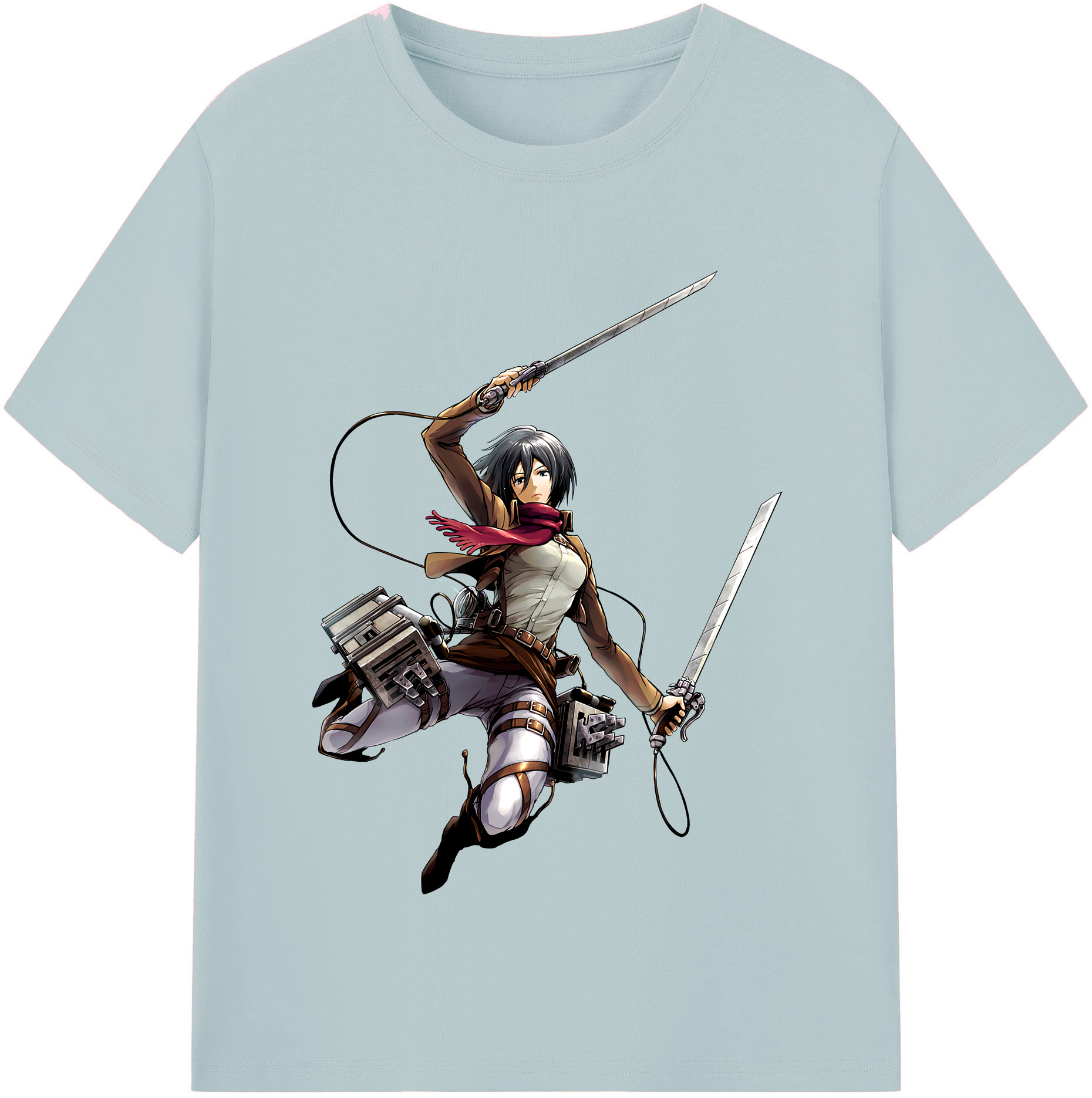 （画像用） 進撃の巨人 ミカサ·アッカーマン Attack on Titan Mikasa Ackerman 綿100％半袖Tシャツ（フロントプリント）